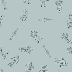 Robot doodles pattern.