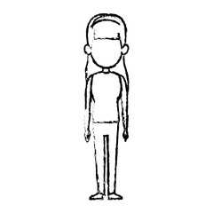 character woman female standing sketch image vector illustration