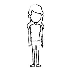 character woman female standing sketch image vector illustration