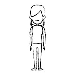 character woman female standing sketch image vector illustration