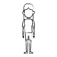 character woman female standing sketch image vector illustration