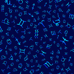 Seamless pattern with zodiac signs