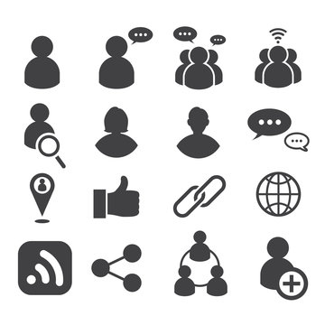 social icons set. vector illustration. communication and social network design concept.