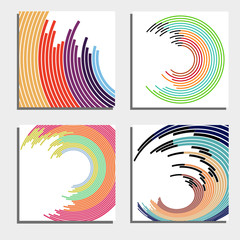 Set of four beautiful abstract backgrounds. Abstract flash light circles. Vector illustration.
