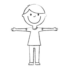 young boy drawing avatar character vector illustration design