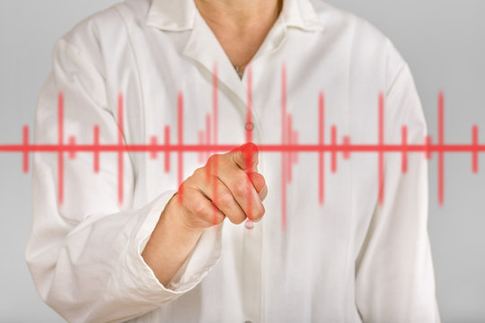 Person in front of virtual light beam - Powered by Adobe