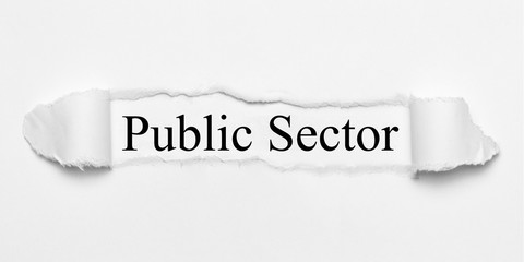 Public Sector on white torn paper