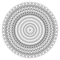 Vector element for coloring book. Black and white mandala