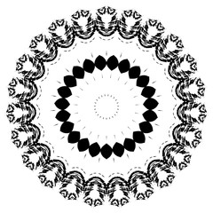 Vector element for coloring book. Black and white mandala