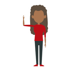 character woman female standing cartoon gesture image vector illustration
