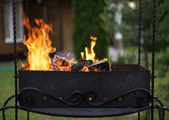 The fire in the grill.