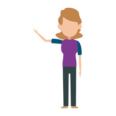 character woman female standing cartoon gesture image vector illustration