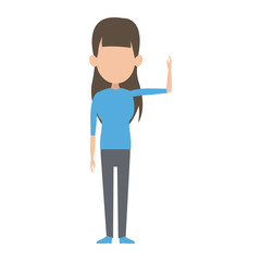 character woman female standing cartoon gesture image vector illustration