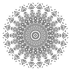 Vector element for coloring book. Black and white mandala
