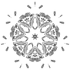 Vector element for coloring book. Black and white mandala
