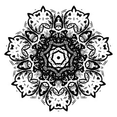 Vector element for coloring book. Black and white mandala