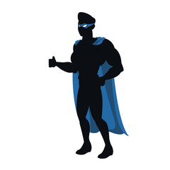 silhouette of a superhero posing vector illustration