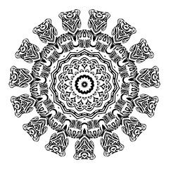 Vector element for coloring book. Black and white mandala