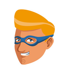 superhero man face male with the mask cartoon vector illustration