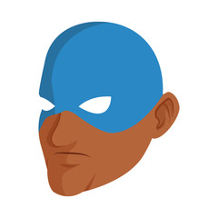 superhero man face male with the mask cartoon vector illustration