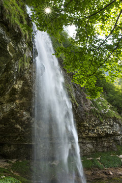 The view of  Goriuda waterfall in Friuli region.