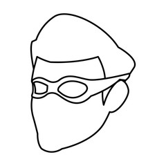 superhero man face male with the mask cartoon vector illustration