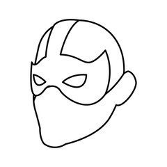 superhero man face male with the mask cartoon vector illustration