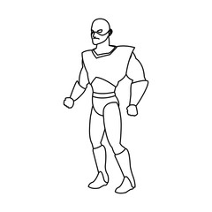 Fototapeta na wymiar muscular man superhero in mask suit boots gloves standing vector illustration