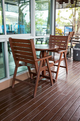 leisure corner with wood chairs and table