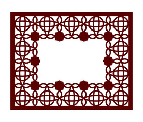 Lacy frame with carved openwork pattern. Vector Stencil. Template for interior design