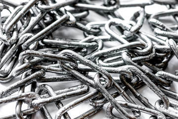 concept data protection metal chain on white background