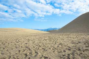 Fototapeta na wymiar Desert with sand dunes in Gran Canaria Spain
