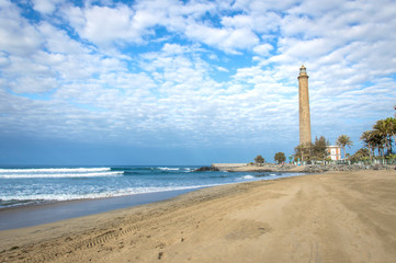 Fototapeta na wymiar Lighthouse in Maspalomas, Gran Canaria, Spain, Canary Islands