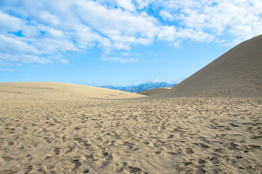 Desert with sand dunes in Gran Canaria Spain