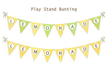 Cute vintage textile green and yellow shabby chic bunting flags for summer festivals, birthday, baby shower
