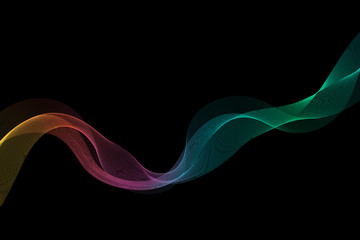 abstract wave flow smoke on dark background.vector and illustration