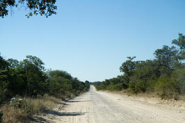 kalahari road and village in africa