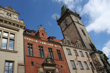 Old city hall of Prague with astronomical clock, Czech Republic.