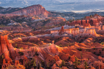 Scenic view of red sandstone hoodoos in Bryce Canyon National Park in Utah, USA - obrazy, fototapety, plakaty