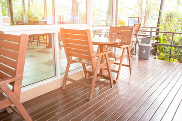 leisure corner with wood chairs and table