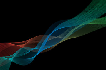 abstract wave flow smoke on dark background.vector and illustration