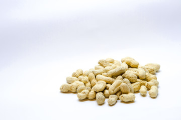 Peanuts on a white background