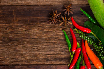 Vegetable on old wooden background