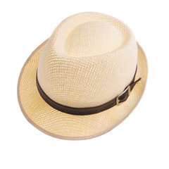 Pretty straw hat isolated on white background, Brown straw hat isolated on white background