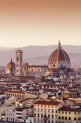 Foto auf Acrylglas Florenz Kathedrale von Santa Maria del Fiore Dome bei Sonnenuntergang, Florenz