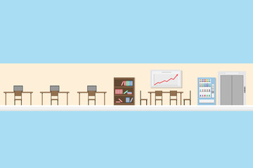interior office room design with computer and accessory design.vector and illustration