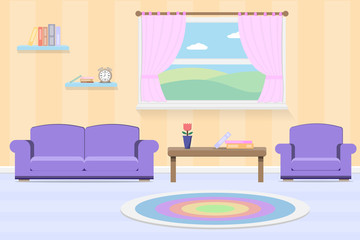 Fototapeta na wymiar interior living room with furniture and window.vector and illustration