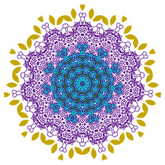 Colorful mandala on the white background.