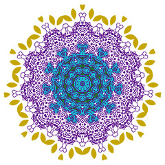 Colorful mandala on the white background.