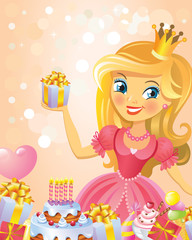 Happy Birthday, Princess, greeting card. 